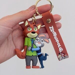 Keychain with Fox and Rabbit Characters